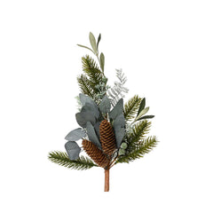 Everlands Modern Spray with Silver Leaves and Pinecones 50cm