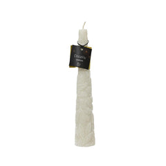 Decoris Dinner Cone Candle with Snow Leaf Relief 4.5 x 25cm - Winter White