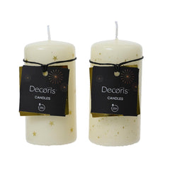 Decoris Pillar Candle with Print 5 x 10cm  - White