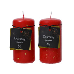 Decoris Pillar Candle with Print 5 x 10cm  - Red