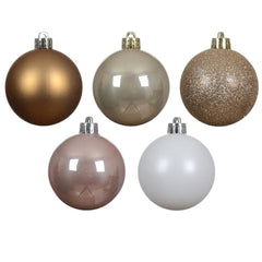 Decoris Shatterproof Bauble Box of 30 Pieces 6cm - Pearl, Pink and White