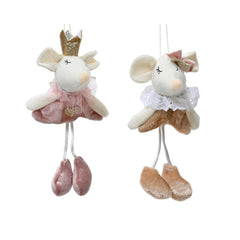 Decoris Hanging Polyester Mouse 17cm - 2 Assorted