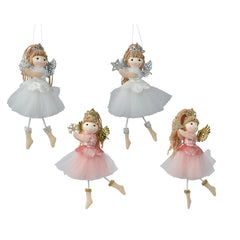 Decoris Hanging Polyester Angel with Crown 17cm - 4 Assorted