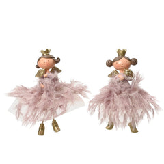 Decoris Polyresin Angel with Dangle Legs and Fur Dress 17cm