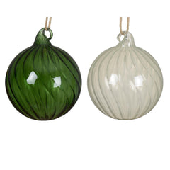 Decoris Glass Bauble with Swirl 10cm - 2 Assorted Colours