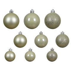 Decoris Shatterproof Bauble Tube of 30 Pieces Mixed Sizes - White Mint