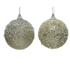 Decoris Foam Bauble with Beads and Diamonds 10cm - 2 Assorted Colours