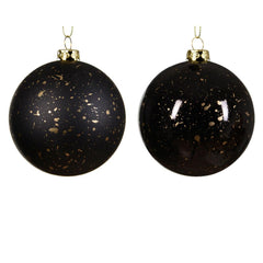 Decoris Shatterproof Bauble with Gold Specks 8cm - Black