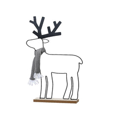 Decoris Iron Deer with Polyester Scarf and MDF Base 40cm