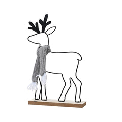 Decoris Iron Deer with Polyester Scarf and MDF Base 29cm