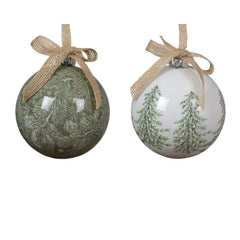 Decoris Shatterproof Bauble with Leaf Print 8cm - 2 Assorted Colours