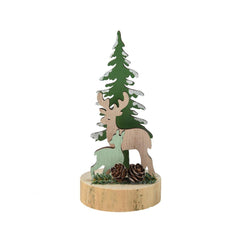 Decoris Plywood Deer and Tree Figure 16cm