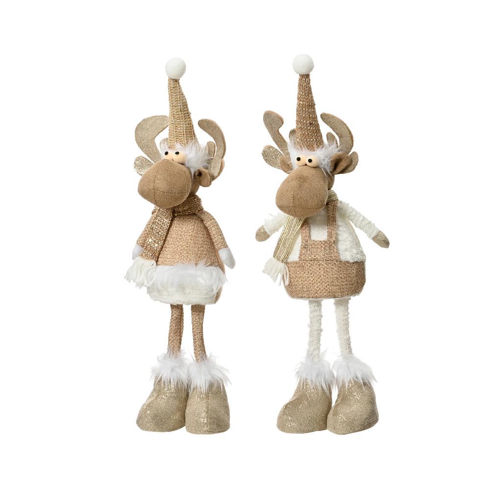 Decoris Polyester Deer 50cm - 2 Assorted Beige