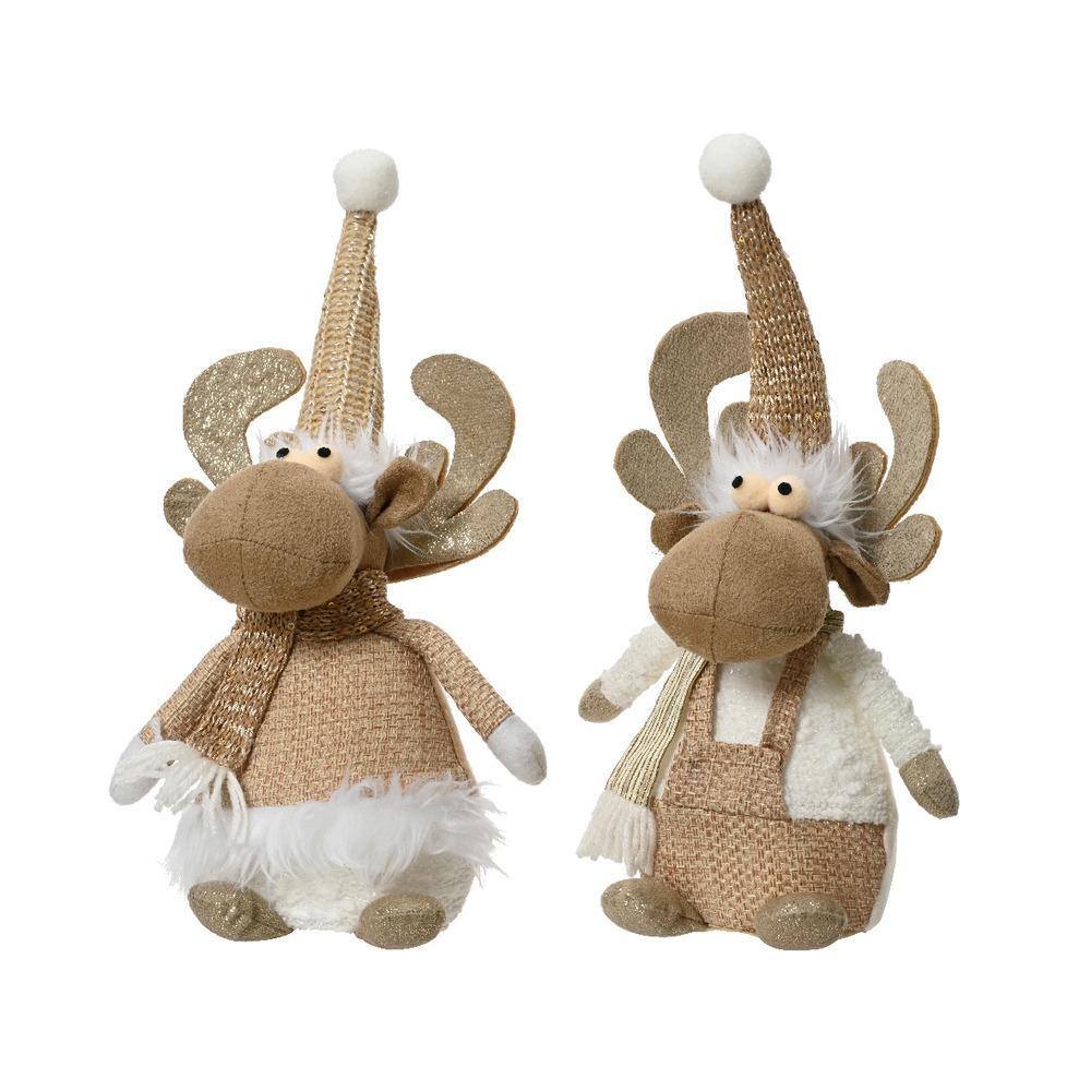 Decoris Polyester Deer 30cm - 2 Assorted Beige