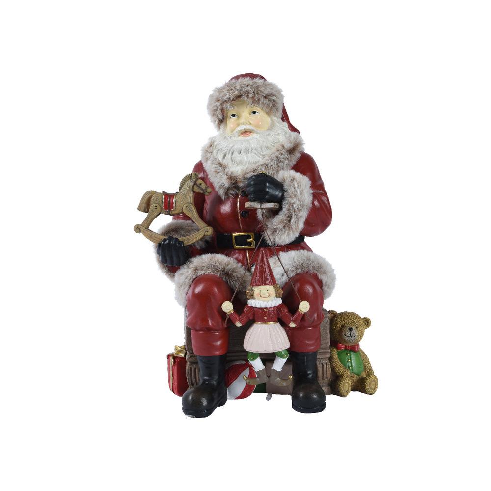 Decoris Polyresin Santa with Puppet Figure 30cm