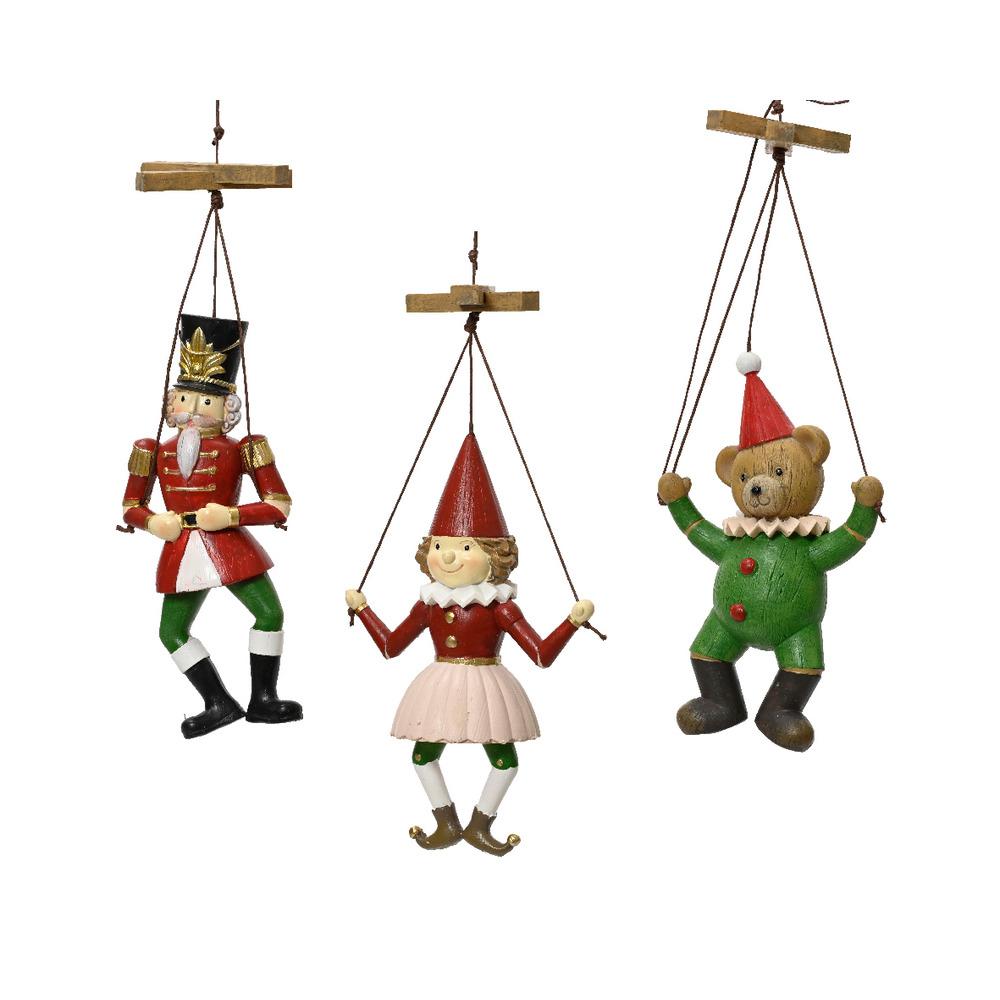 Decoris Hanging Polyresin Puppet Figure 15cm - 3 Assorted