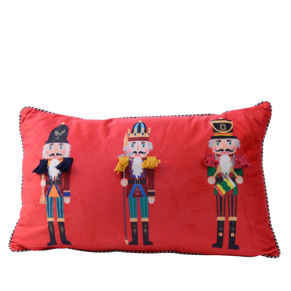 Decoris Polyester Velvet Cushion with Nutcracker 30 x 50cm