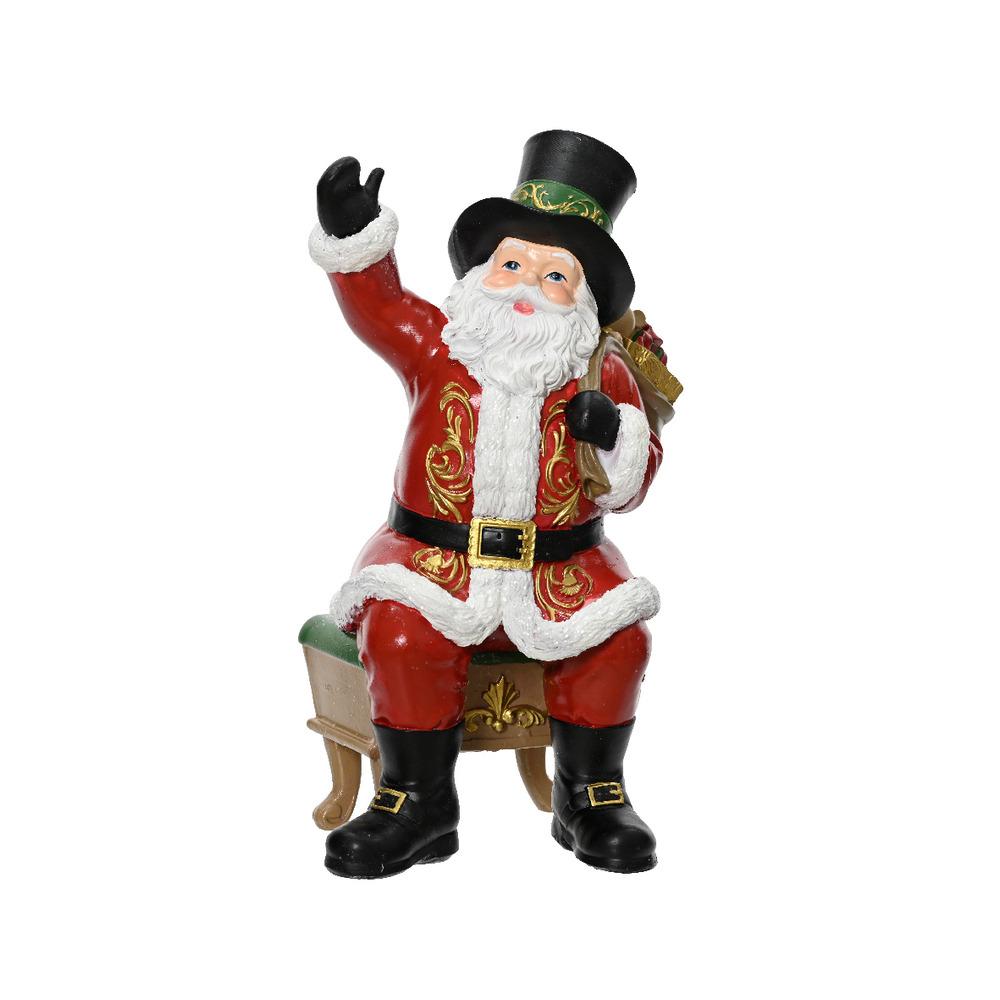 Decoris Polyresin Sitting Santa Figure 24cm