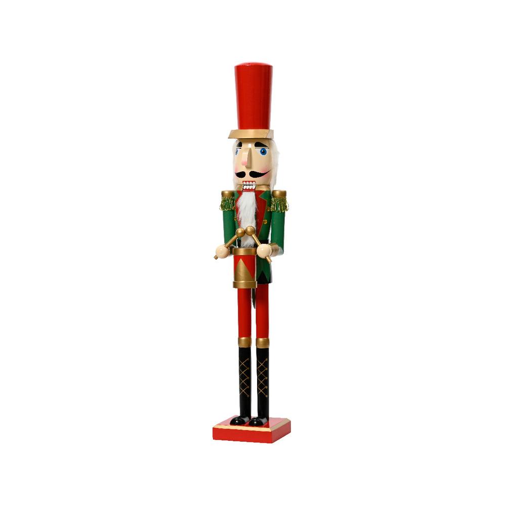 Decoris Pinewood Nutcracker with Drums 76cm - Red and Green