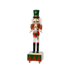 Decoris Pinewood Nutcracker with Drums on Base 30cm - Red and Green