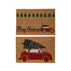 Decoris Coir Christmas Doormat 40 x 60cm - 2 Assorted Truck