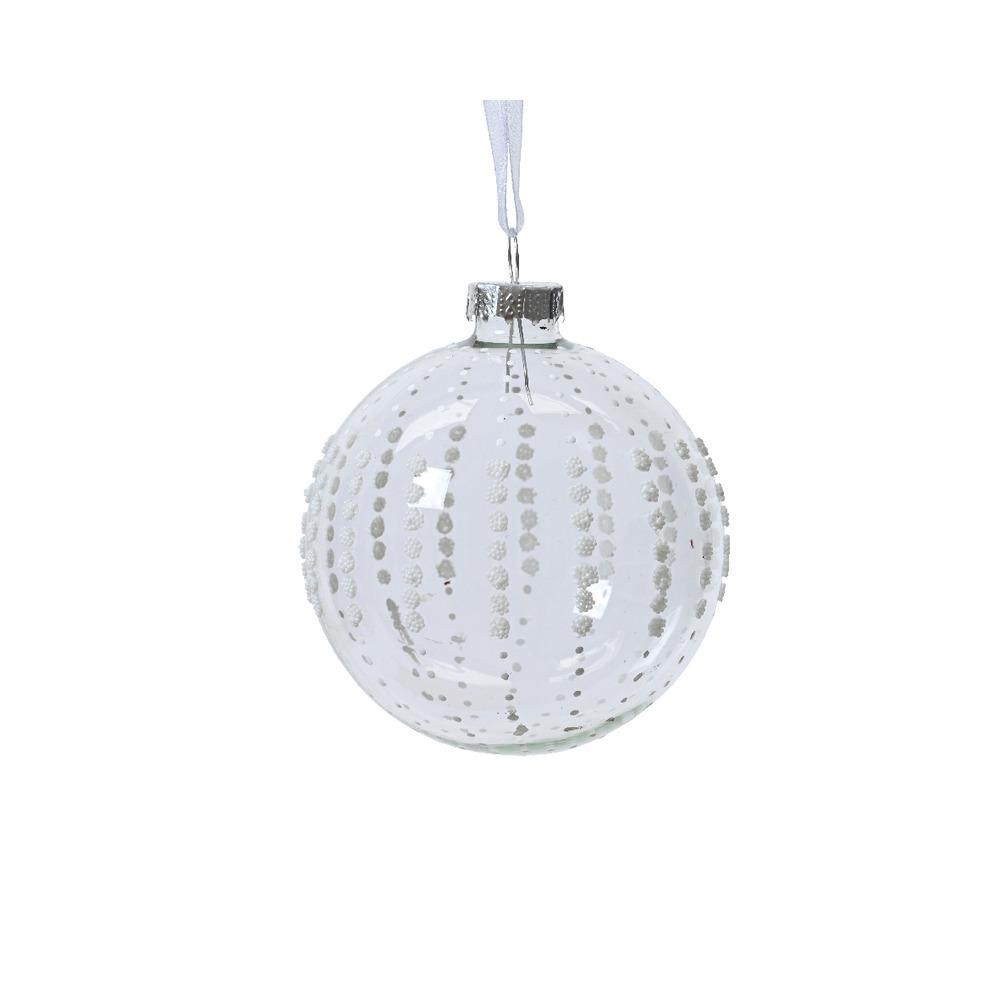 Decoris Glass Bauble with Beads 10cm - Transparent