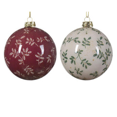 Decoris Shatterproof Bauble with Hollies 8cm - 2 Assorted Colours