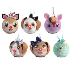 Lumineo BO Led Bauble Animal 7cm - 4 Assorted