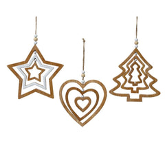 Decoris Hanging MDF Figure with 3 Layers and Beads 13cm - 3 Assorted