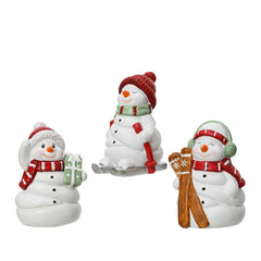 Decoris Terracotta Snowman Figure 12cm - 3 Assorted