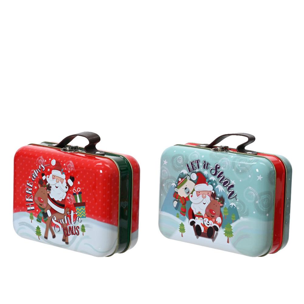 Decoris Storage Tin Case with Handle 18 x 13cm - 2 Assorted