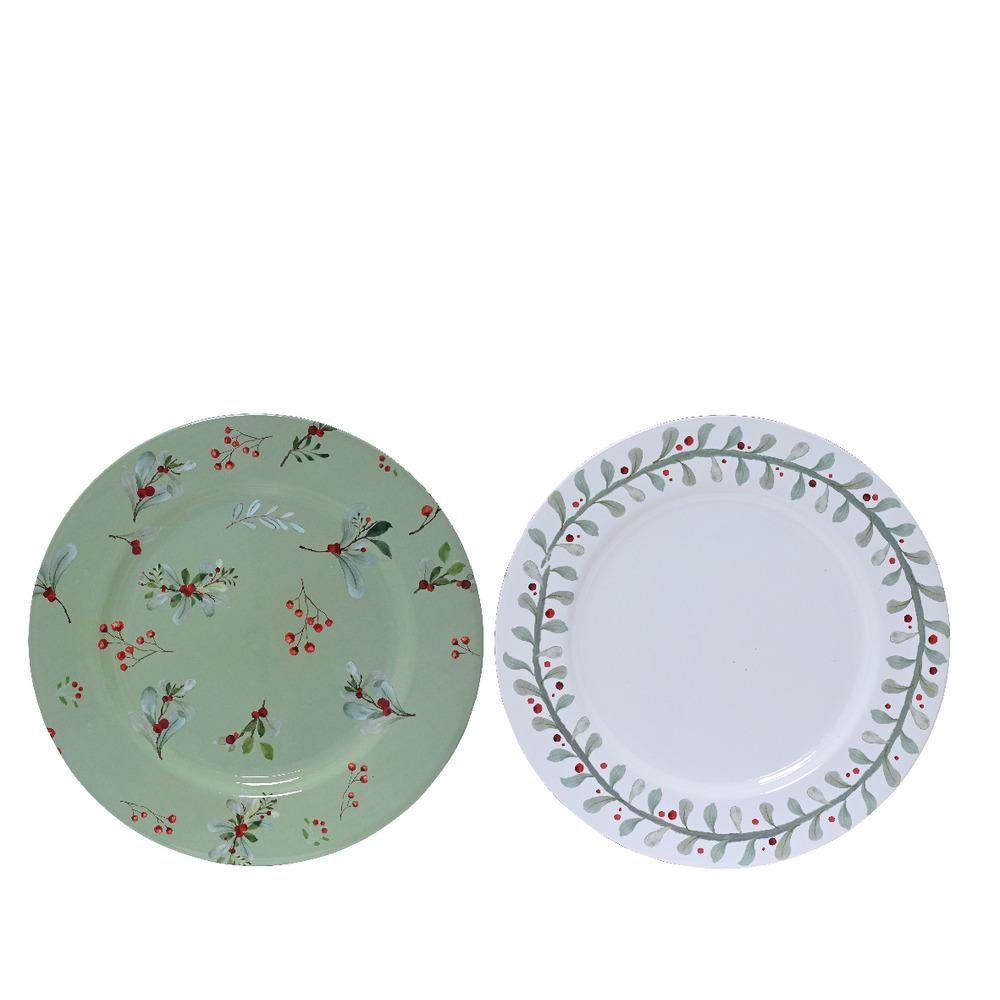 Decoris Plastic Deco Plate with Decal Pattern 33cm - 2 Assorted