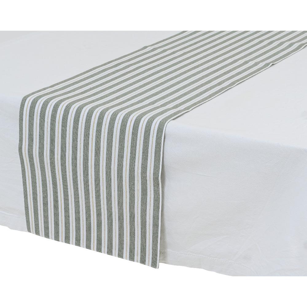 Decoris Cotton Tablerunner 30 x 150cm - Striped Green