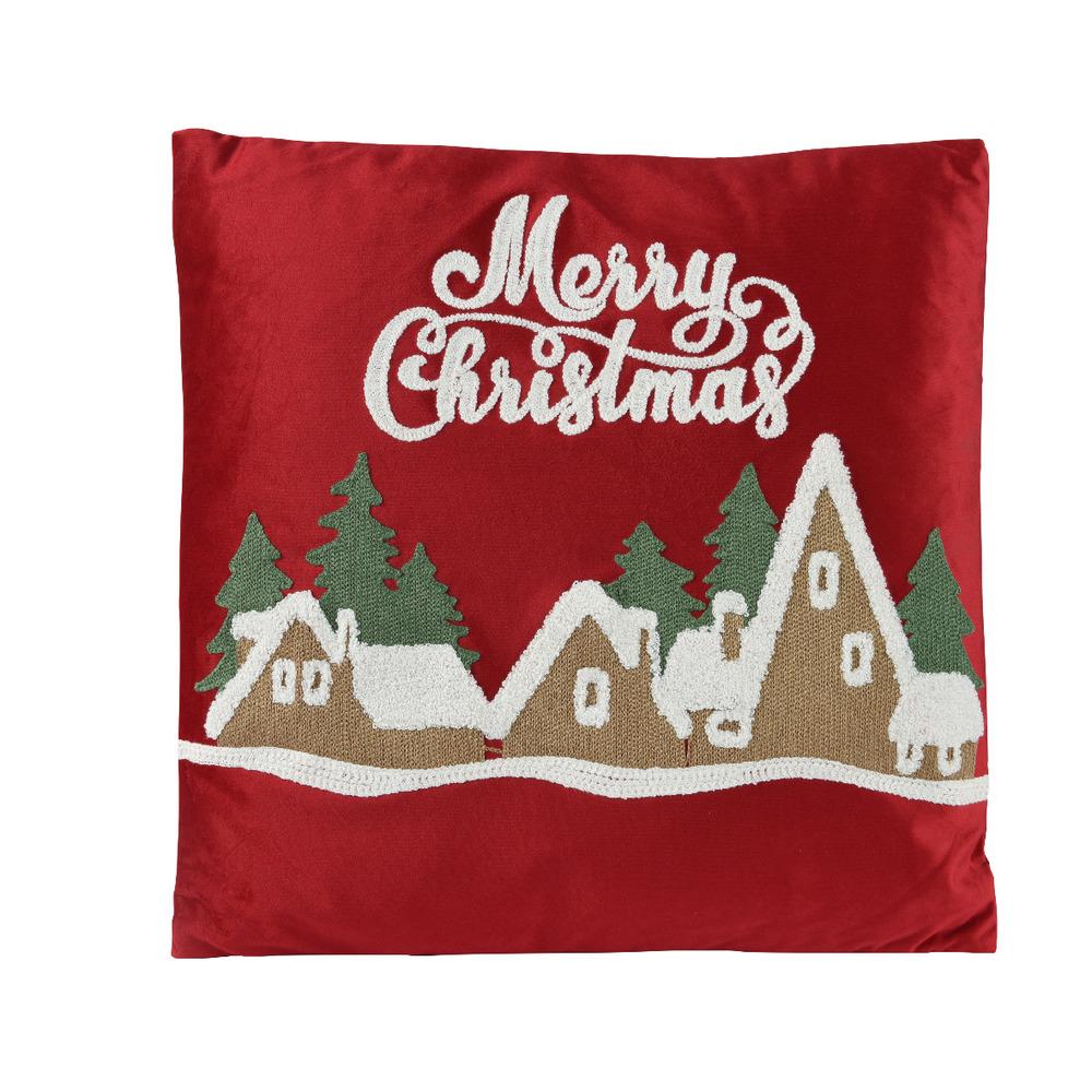 Decoris Polyester Cushion with Tufted House 45 x 45cm