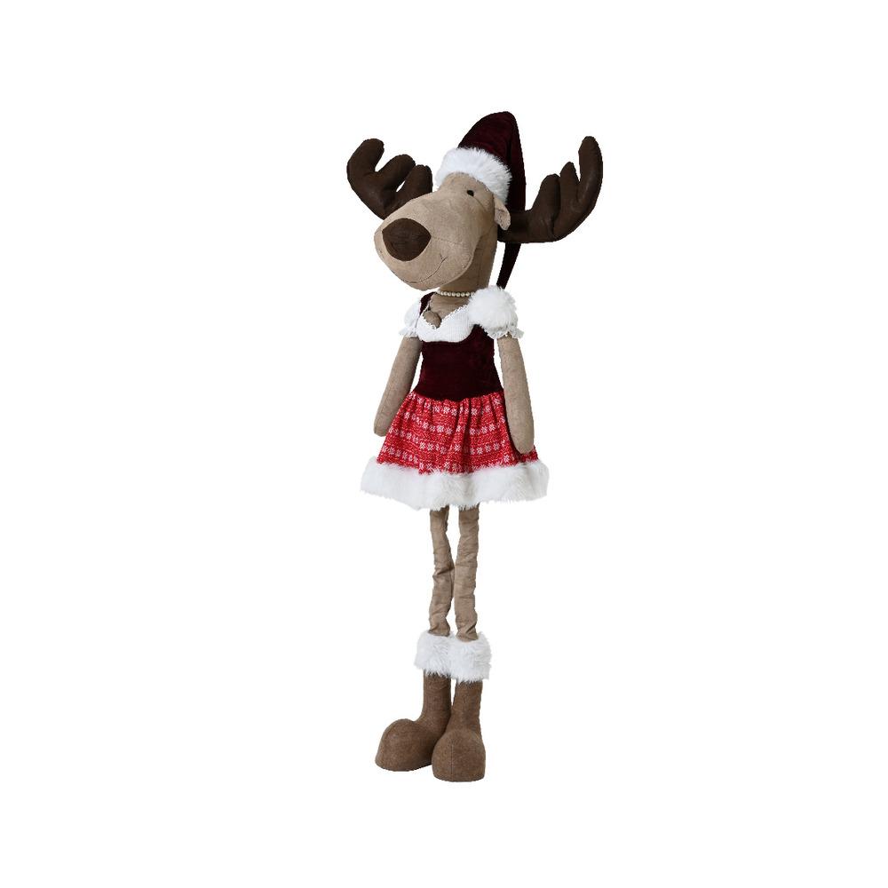 Decoris Polyester Standing Girl Deer 165cm - Red