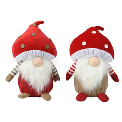 Decoris Polyester Gnome with Mushroom Hat 26cm - 2 Assorted