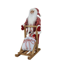 Decoris Polyester Santa Figure on Sled with Giftbag 48cm