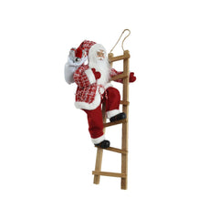 Decoris Polyester Santa Figure on a Ladder 65cm