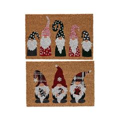 Decoris Coir Christmas Doormat 40 x 60cm - 2 Assorted Gnomes