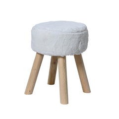 Decoris Polyester Stool with Wooden Legs 30 x 38cm - White