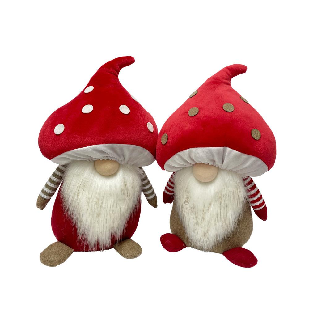 Decoris Polyester Gnome with Mushroom Hat 33cm - 2 Assorted