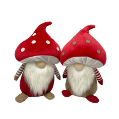 Decoris Polyester Gnome with Mushroom Hat 33cm - 2 Assorted