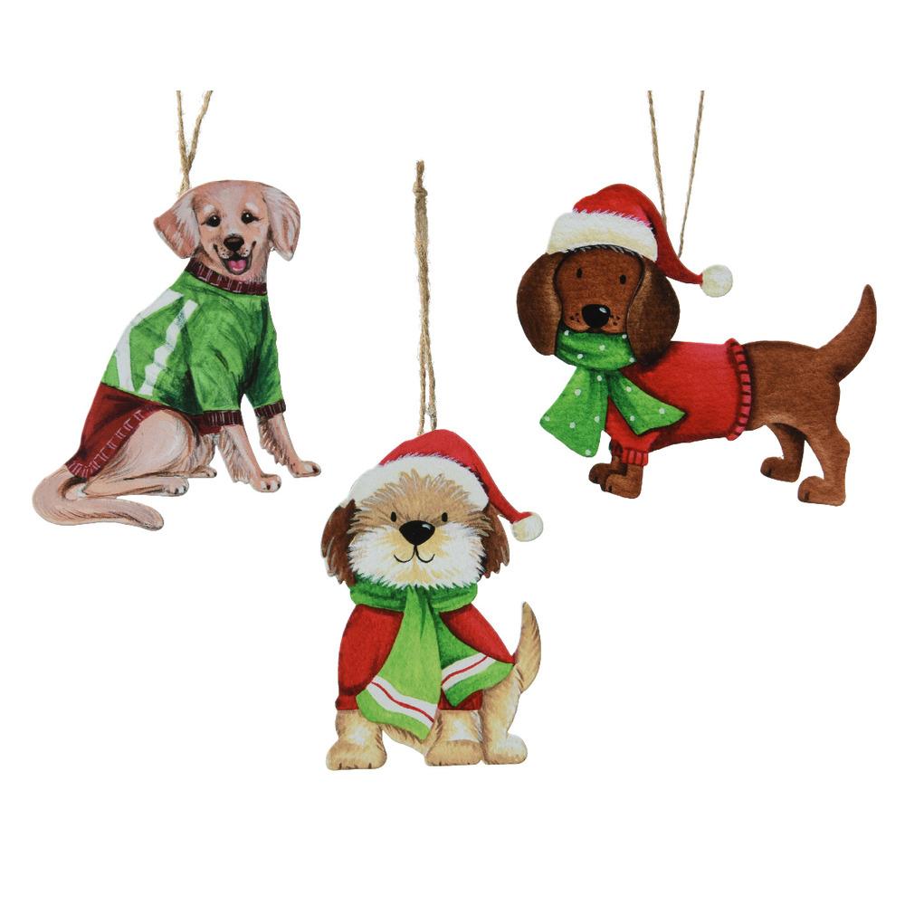 Decoris Hanging Iron Dog Figure 12cm - 3 Assorted