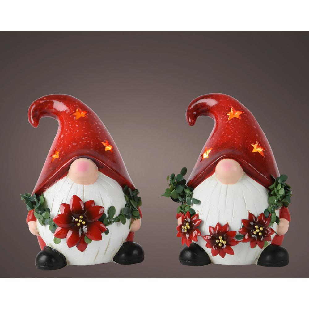 Lumineo BO Micro-Led Terracotta Santa Gnome 18cm - 2 Assorted