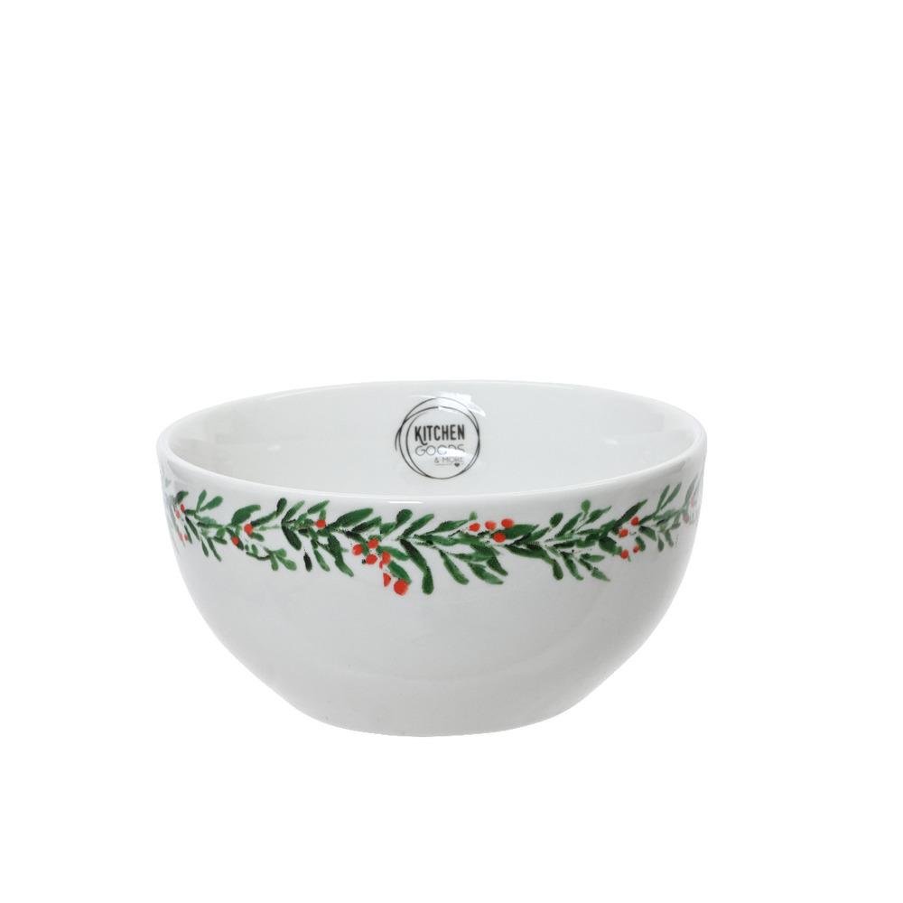 Kitchen Goods Porcelain Bowl with Holly 14cm