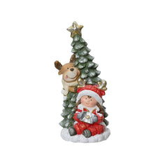 Decoris Magnesium Tree Figure with Child and Deer 50cm