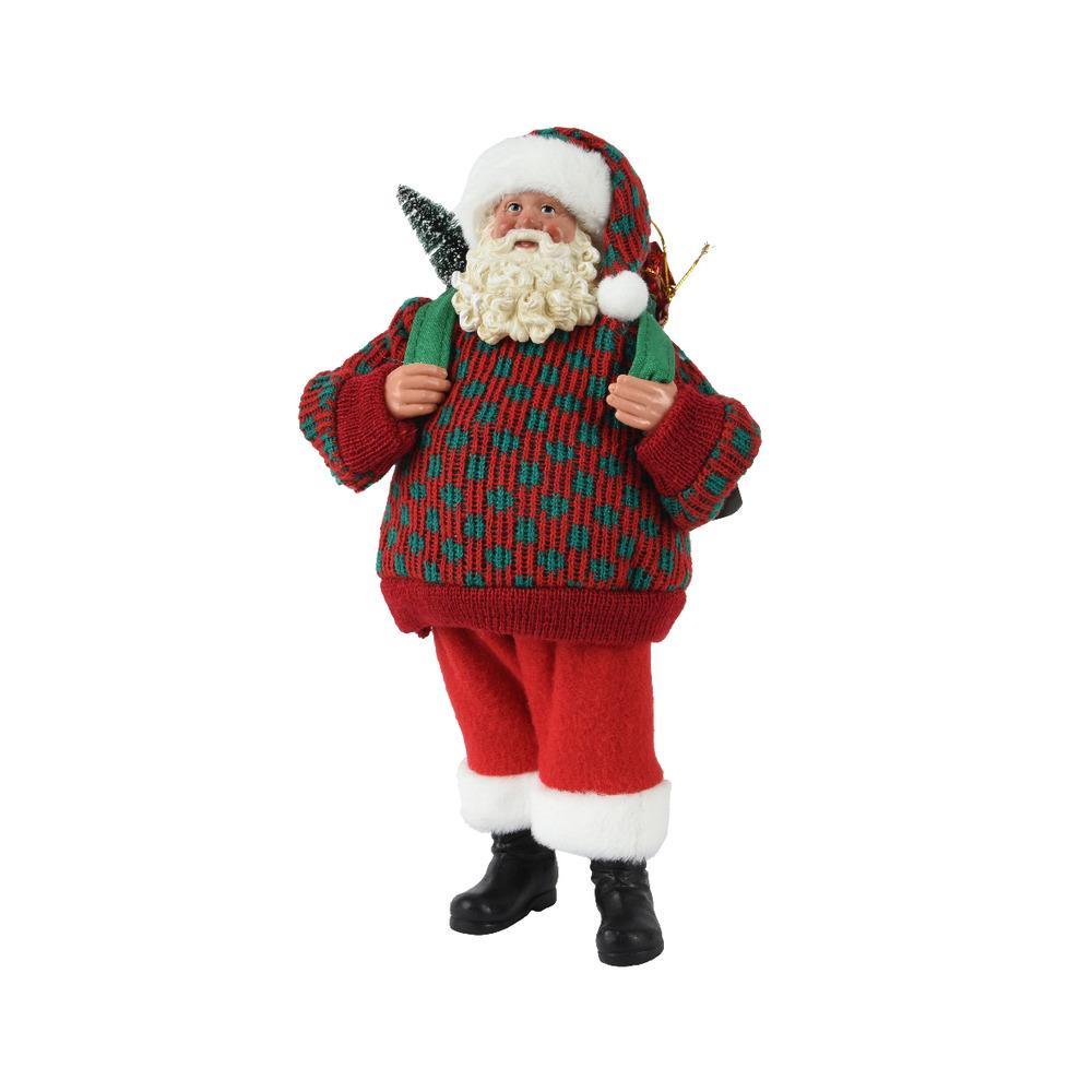 Decoris Polyester Walking Santa Figure with Knapsack and Giftpack 28cm